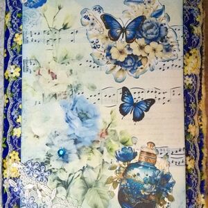 🌼I am Sufficient In 🌺God Spring Antique Journal🌻Blue Butterfly and Floral Art
